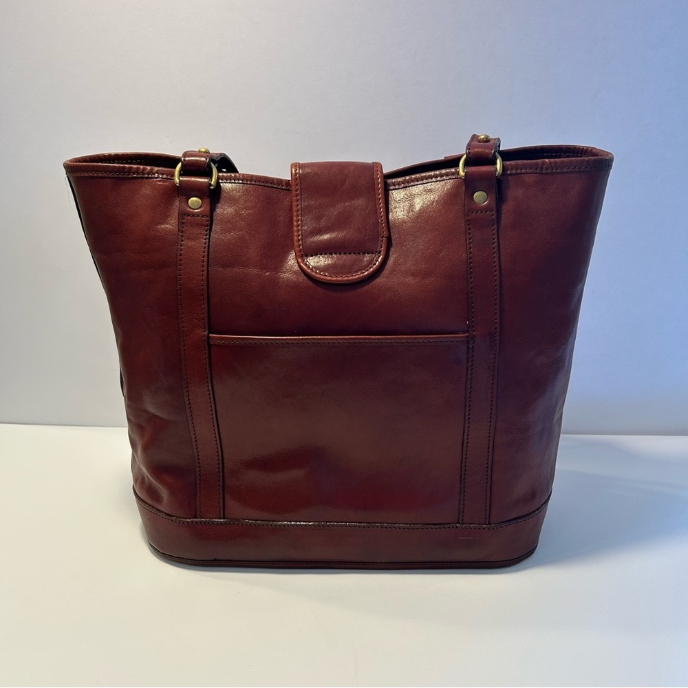 Brahmin - Vintage Brown Leather Tote Bag - Picture 4 of 16